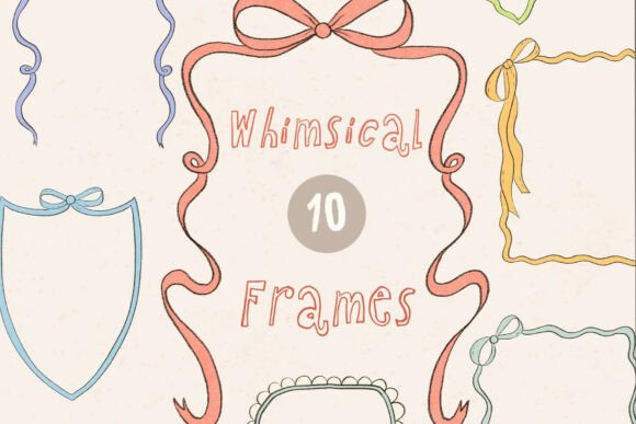 Download Hand Drawn Whimsical Ribbon Bow Frames - Drawn Collection