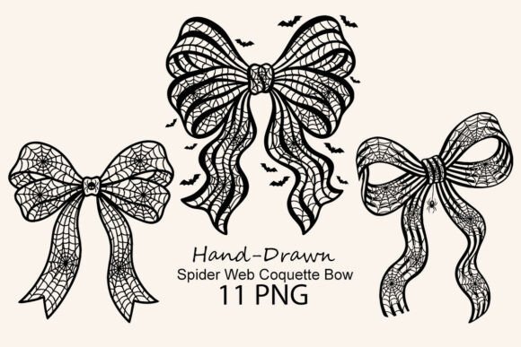 Download Hand-Drawn Spider Web Coquette Bow Png - Drawn Collection