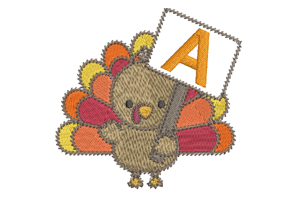 Download Turkey Thanksgiving Letter a Embroidery - Letter Collection